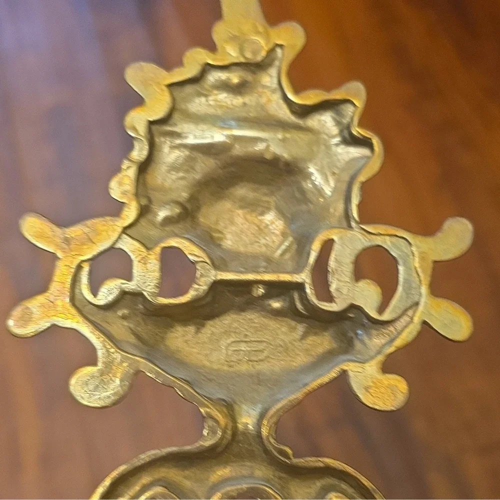 Pair of Vintage French Brass 3-Arm Wall Sconces, Rococo RevivalSigned Fragonard